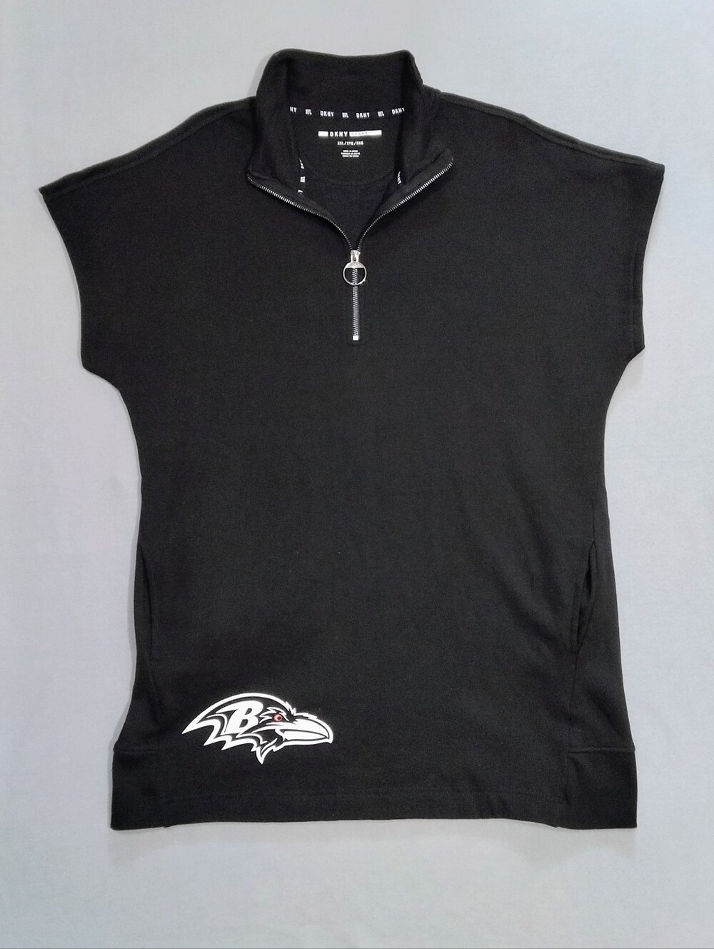 Women's Baltimore Ravens DKNY Sport Black Quarter Zip Sweater Sneaker Dress NWOT - Picture 3 of 10